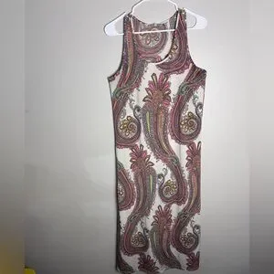 Robe Joan Vass - Imprimé Paisley Multicolore - Taille L - Jersey Extensible - Occasion Excellente